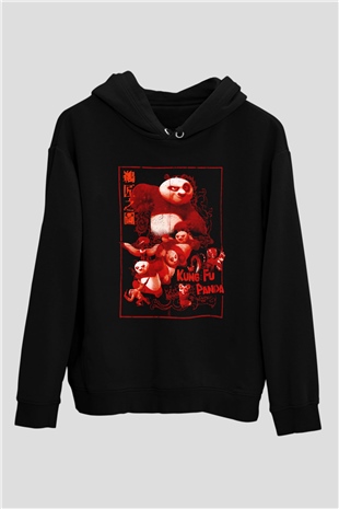 Kung Fu PandaSiyah  Unisex Hoodie