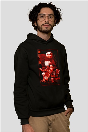 Kung Fu PandaSiyah  Unisex Hoodie