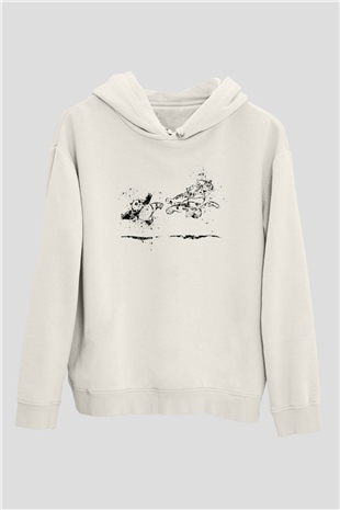 Kung Fu Temalı Beyaz  Unisex Hoodie
