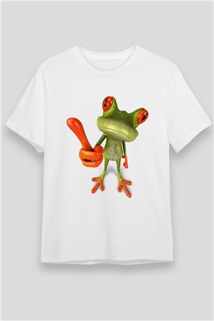 Kurbağa Beyaz Unisex Tişört T-Shirt - TişörtFabrikası