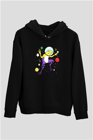 Kurbağa Siyah Unisex Hoodie