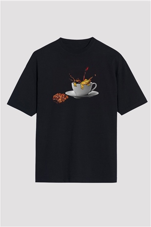 Kurbağa Siyah Unisex Oversize Tişört T-Shirt