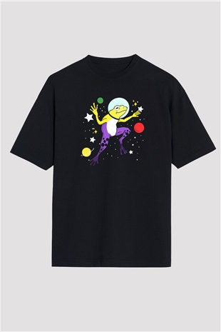Kurbağa Siyah Oversize Tişört Oversize T-shirt - TişörtFabrikası
