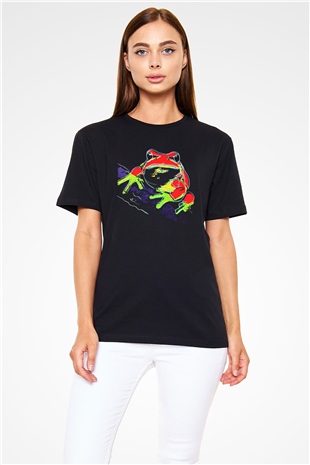 Kurbağa Siyah Unisex Tişört T-Shirt - TişörtFabrikası