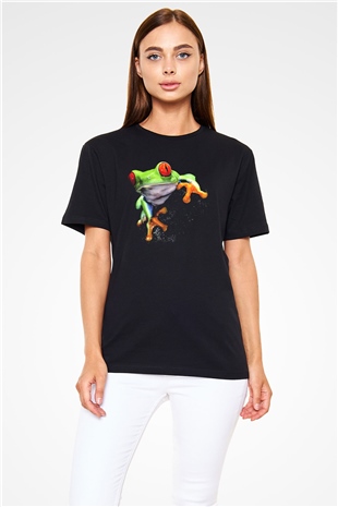 Kurbağa Siyah Unisex Tişört T-Shirt - TişörtFabrikası