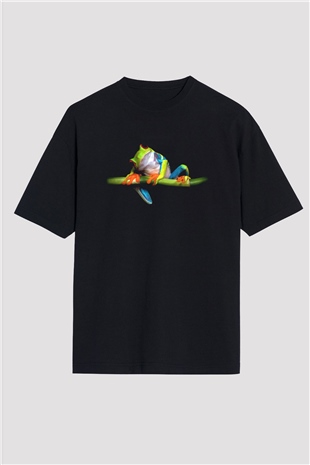 Kurbağa Siyah Oversize Tişört Oversize T-shirt - TişörtFabrikası