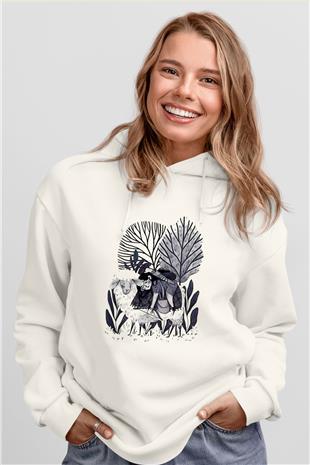 Kurban Bayramı Baskılı Beyaz Unisex Kapüşonlu Sweatshirt