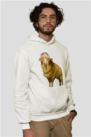 Kurban Bayramı Baskılı Beyaz Unisex Kapüşonlu Sweatshirt