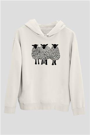 Kurban Bayramı Baskılı Beyaz Unisex Kapüşonlu Sweatshirt