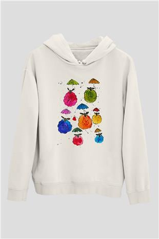 Kurban Bayramı Baskılı Beyaz Unisex Kapüşonlu Sweatshirt