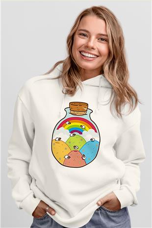 Kurban Bayramı Baskılı Beyaz Unisex Kapüşonlu Sweatshirt