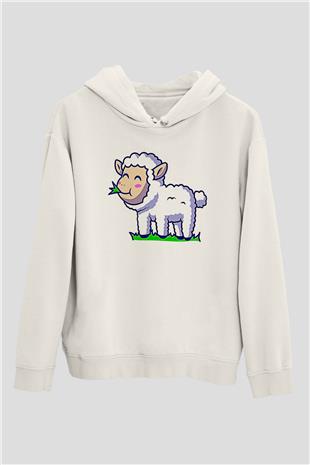 Kurban Bayramı Baskılı Beyaz Unisex Kapüşonlu Sweatshirt