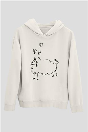 Kurban Bayramı Baskılı Beyaz Unisex Kapüşonlu Sweatshirt