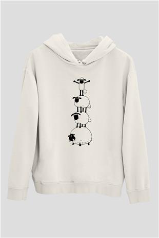 Kurban Bayramı Baskılı Beyaz Unisex Kapüşonlu Sweatshirt