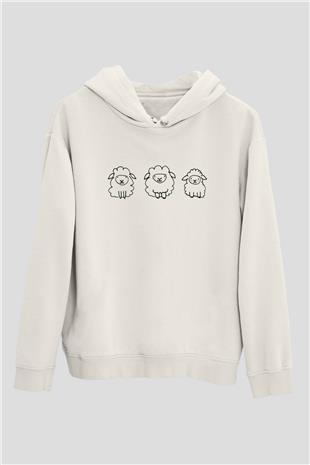 Kurban Bayramı Baskılı Beyaz Unisex Kapüşonlu Sweatshirt