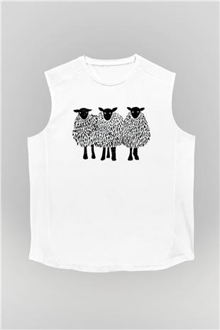 Kurban Bayramı Baskılı Beyaz Unisex Kolsuz Tişört - Tshirt
