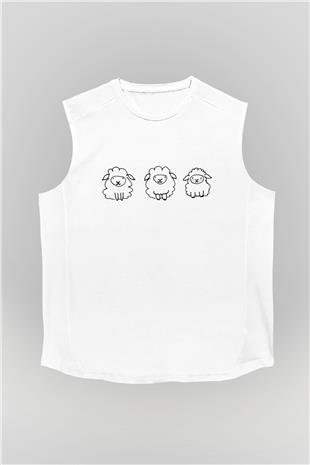 Kurban Bayramı Baskılı Beyaz Unisex Kolsuz Tişört - Tshirt