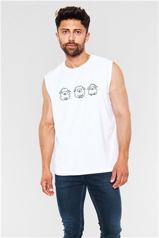 Kurban Bayramı Baskılı Beyaz Unisex Kolsuz Tişört - Tshirt