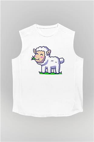 Kurban Bayramı Baskılı Beyaz Unisex Kolsuz Tişört - Tshirt