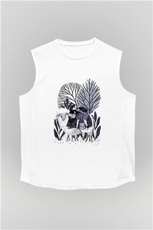 Kurban Bayramı Baskılı Beyaz Unisex Kolsuz Tişört - Tshirt