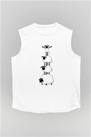Kurban Bayramı Baskılı Beyaz Unisex Kolsuz Tişört - Tshirt