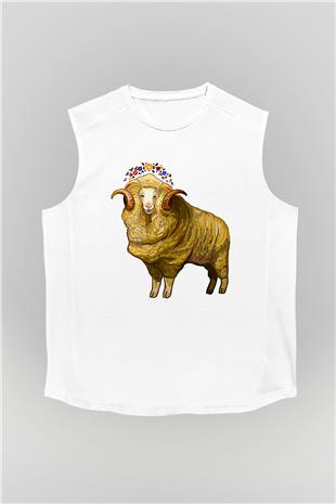 Kurban Bayramı Baskılı Beyaz Unisex Kolsuz Tişört - Tshirt