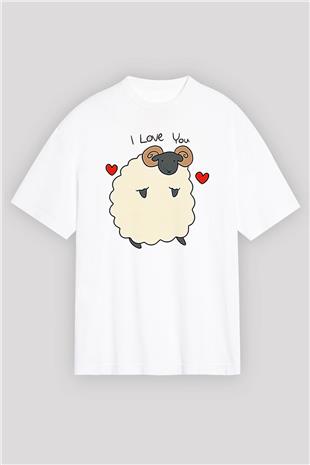 Kurban Bayramı Baskılı Beyaz Unisex Oversize Tişört - Tshirt