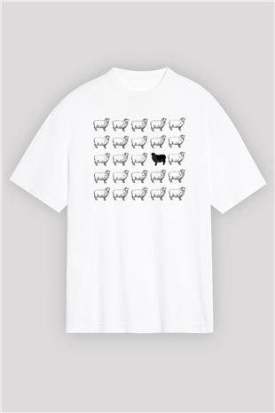 Kurban Bayramı Baskılı Beyaz Unisex Oversize Tişört - Tshirt