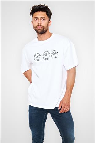Kurban Bayramı Baskılı Beyaz Unisex Oversize Tişört - Tshirt