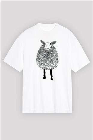 Kurban Bayramı Baskılı Beyaz Unisex Oversize Tişört - Tshirt