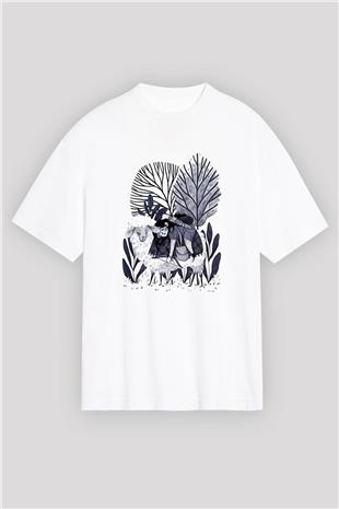 Kurban Bayramı Baskılı Beyaz Unisex Oversize Tişört - Tshirt