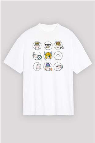 Kurban Bayramı Baskılı Beyaz Unisex Oversize Tişört - Tshirt