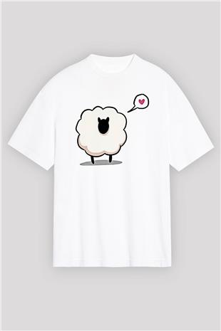 Kurban Bayramı Baskılı Beyaz Unisex Oversize Tişört - Tshirt