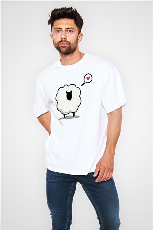 Kurban Bayramı Baskılı Beyaz Unisex Oversize Tişört - Tshirt