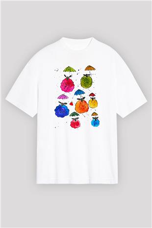 Kurban Bayramı Baskılı Beyaz Unisex Oversize Tişört - Tshirt