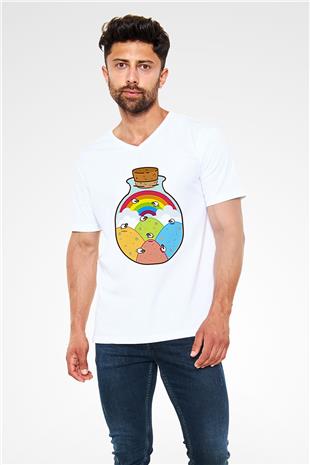 Kurban Bayramı Baskılı Beyaz Unisex V Yaka Tişört - Tshirt