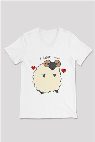 Kurban Bayramı Baskılı Beyaz Unisex V Yaka Tişört - Tshirt