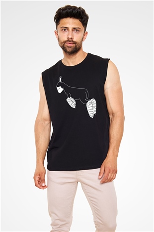 Kurban Bayramı Baskılı Unisex Siyah Kolsuz Tişört - Tshirt