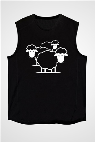 Kurban Bayramı Baskılı Unisex Siyah Kolsuz Tişört - Tshirt