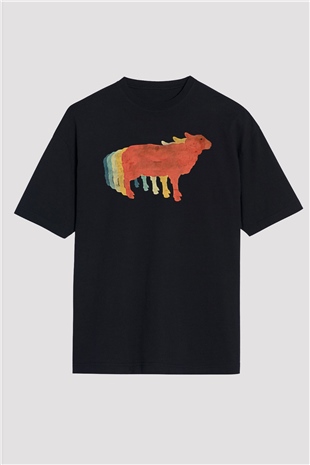 Kurban Bayramı Baskılı Unisex Siyah Oversize Tişört - Tshirt
