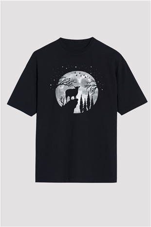Kurban Bayramı Baskılı Unisex Siyah Oversize Tişört - Tshirt