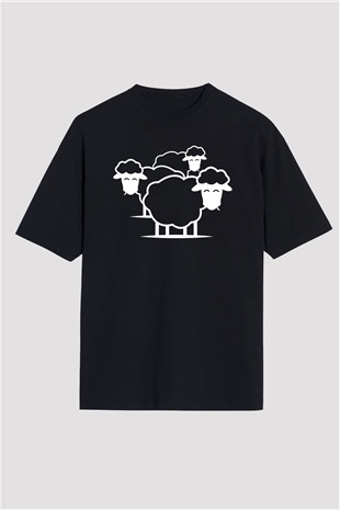 Kurban Bayramı Baskılı Unisex Siyah Oversize Tişört - Tshirt