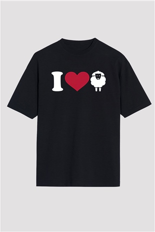 Kurban Bayramı Baskılı Unisex Siyah Oversize Tişört - Tshirt