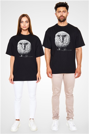 Kurban Bayramı Baskılı Unisex Siyah Oversize Tişört - Tshirt