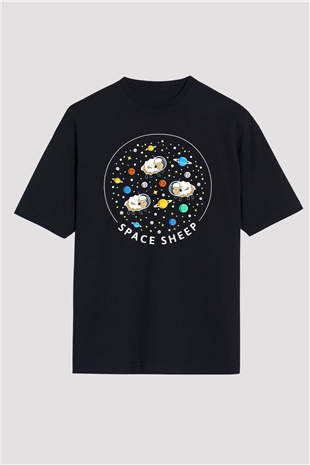 Kurban Bayramı Baskılı Unisex Siyah Oversize Tişört - Tshirt
