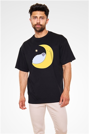 Kurban Bayramı Baskılı Unisex Siyah Oversize Tişört - Tshirt
