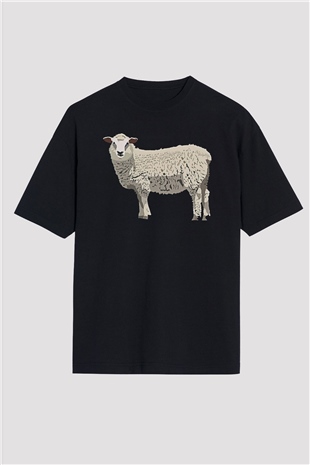 Kurban Bayramı Baskılı Unisex Siyah Oversize Tişört - Tshirt