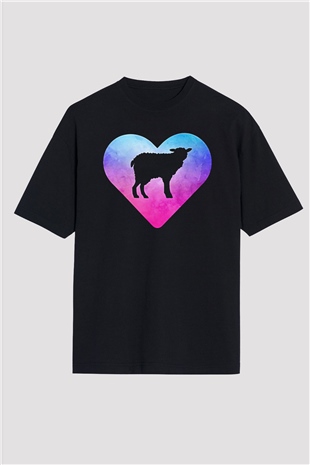 Kurban Bayramı Baskılı Unisex Siyah Oversize Tişört - Tshirt