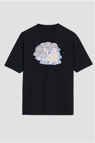 Kurban Bayramı Baskılı Unisex Siyah Oversize Tişört - Tshirt