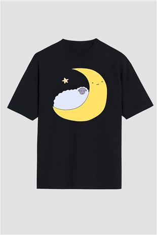Kurban Bayramı Baskılı Unisex Siyah Oversize Tişört - Tshirt